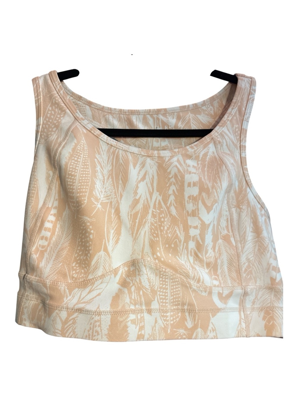 Torrid Peach and White Feather-Print Crop Sports Bra